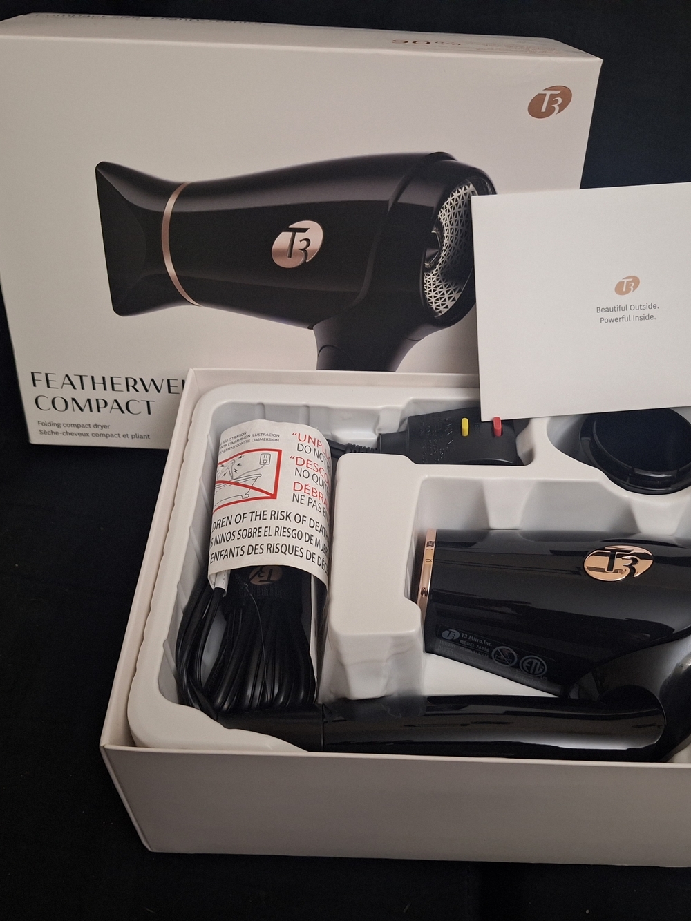 NIB T3 Micro Featherweight Compact hair dryer - Picture 3 of 3